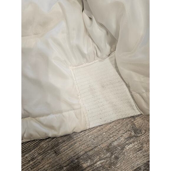 Guess y2k white ivory down bomber puffer jacket womens large medium buckle - Picture 5 of 12